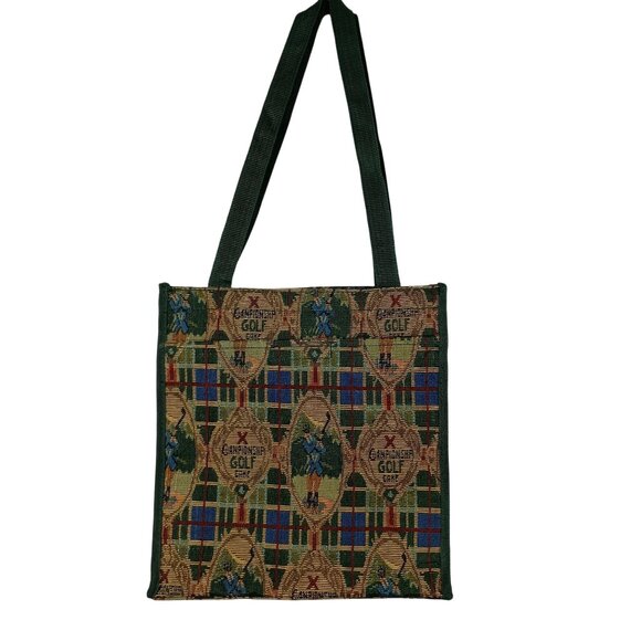 Golf Themed Tapestry Tote Bag With Zippered Pocket & Coin Purse - Picture 4 of 14